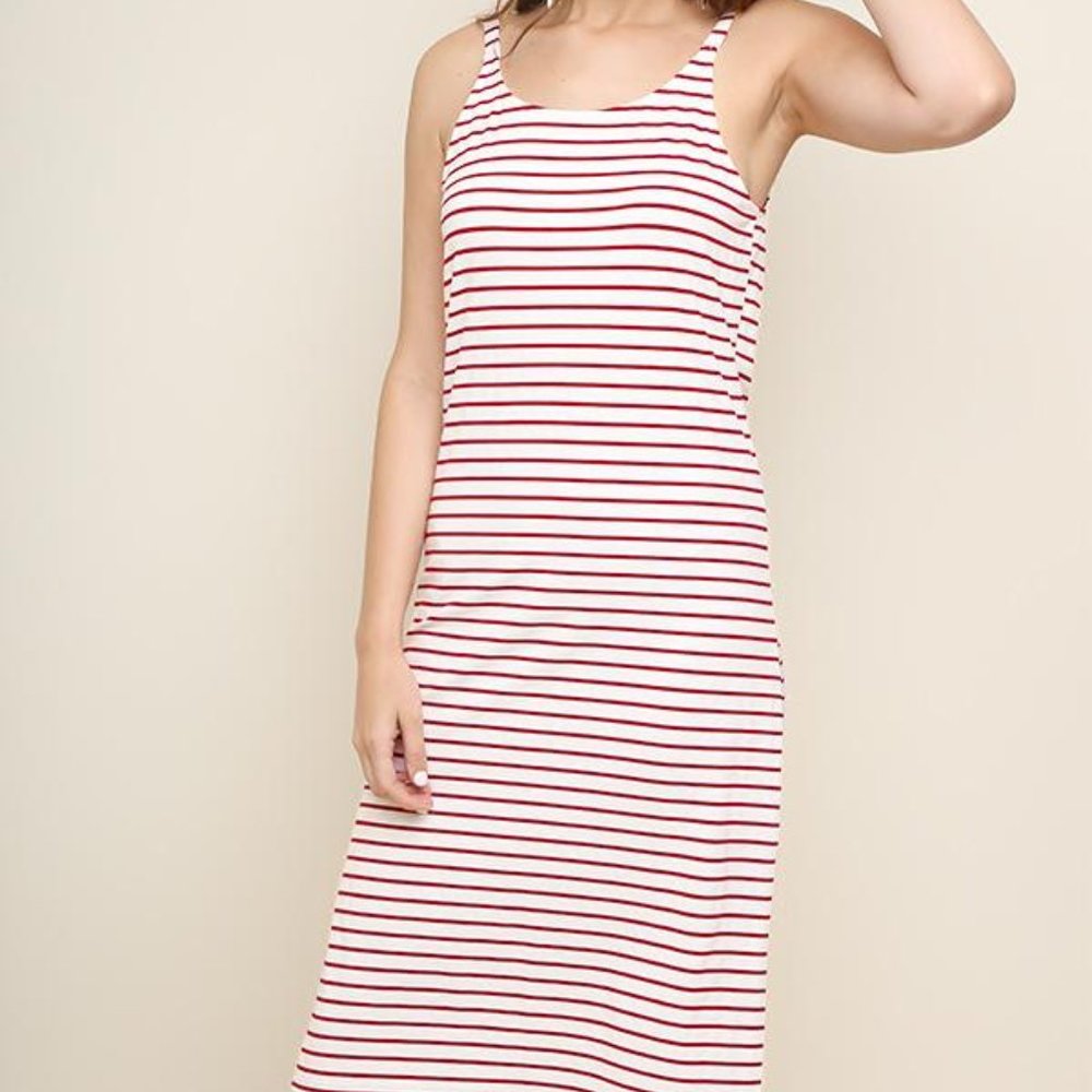 UMGEE RED AND WHITE STRIPE DRESS